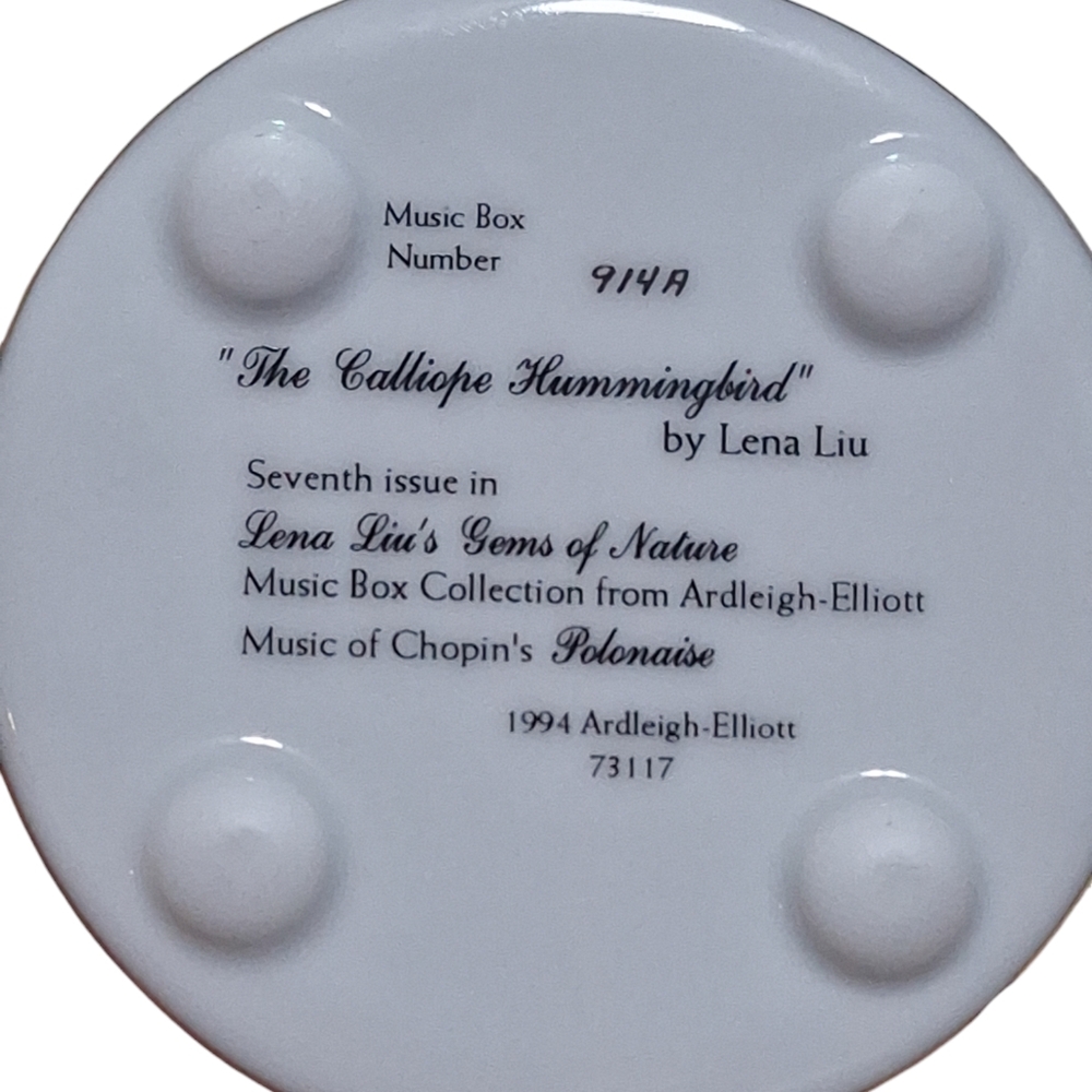 Vtg Ardleigh-Elliott "The Calliope Hummingbird" Music Box Artwork By Lena Liu - Picture 6 of 6